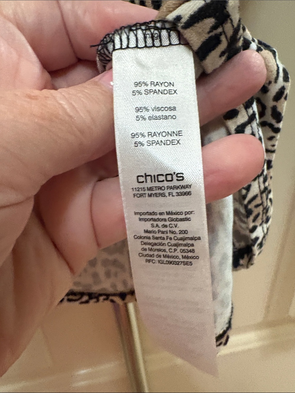 Chico's Beige and Black Leopard-Print Long Sleeve Top - Picture 3 of 3